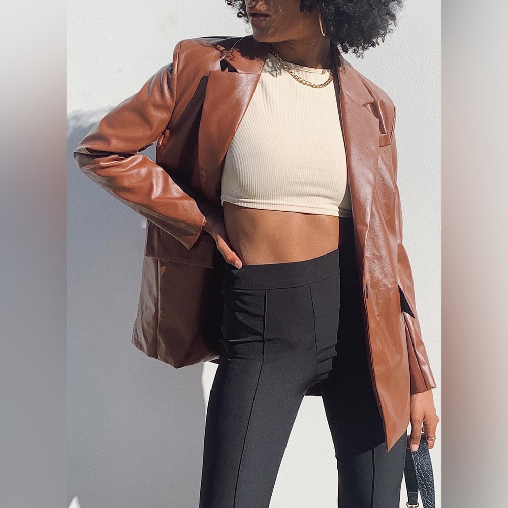 Princess Polly Jocelyn Faux Leather Blazer in Brown Size XS/S New with tag - Picture 11 of 16